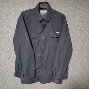 Eddie Bauer Jacket Mens Large Fleece Lined Flex Canvas Button Chore Coat Black